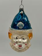 Oude kerstbal clownshoofd gezicht hoofd clown Pierrot, Diversen, Ophalen of Verzenden, Gebruikt