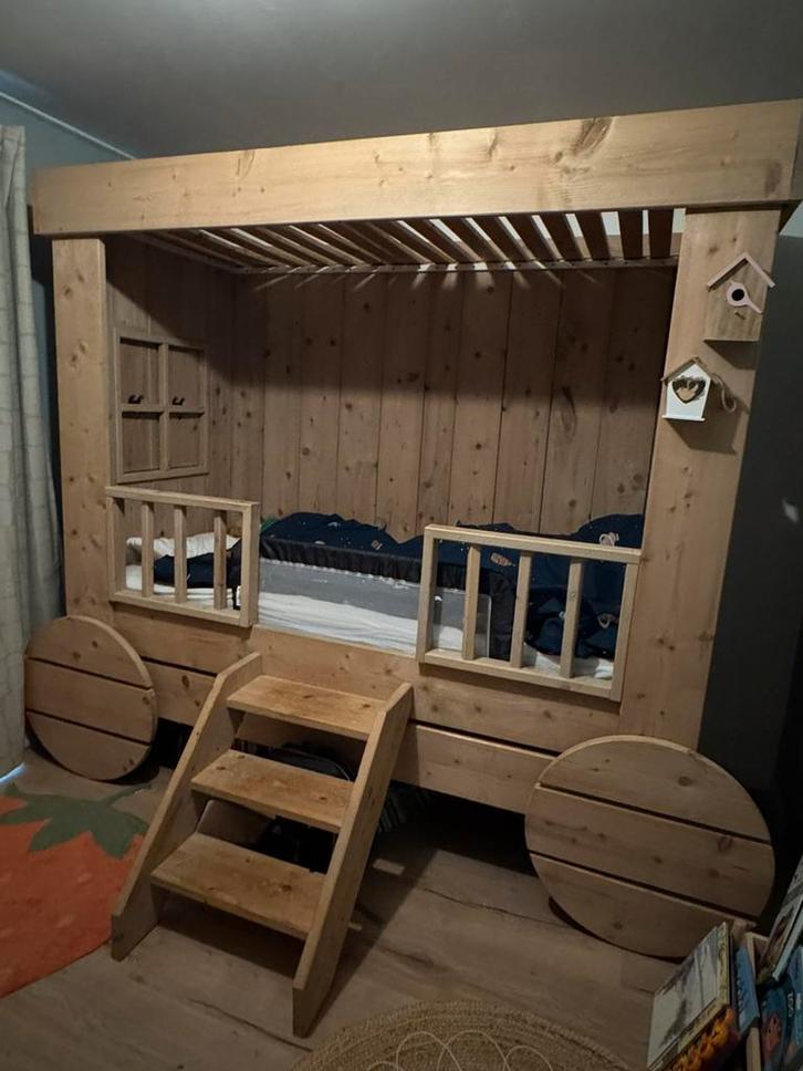 Pipowagen kinderbed, auto bed 90x200, Kinderen en Baby's, Kinderkamer | Bedden, Zo goed als nieuw, 180 cm of meer, 85 tot 100 cm