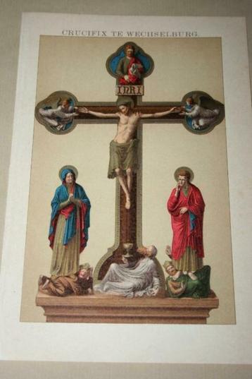 Kleurenlithografie - Crucifix te Wechselburg - Circa 1900 !!