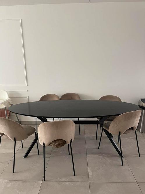 WOOOD Eettafel Bruno Zwart - 220x100 cm, Huis en Inrichting, Tafels | Eettafels, Gebruikt, 100 tot 150 cm, 200 cm of meer, Vijf personen of meer