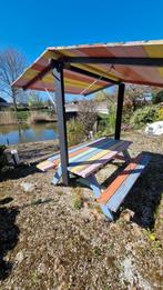 Leuke vrolijke picknicktafel met dakje picknick tafel, Ophalen, Gebruikt, Rechthoekig