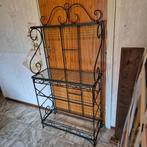 Degelijk metalen rek glazen planken 168x80x35cm, Ophalen, Zo goed als nieuw