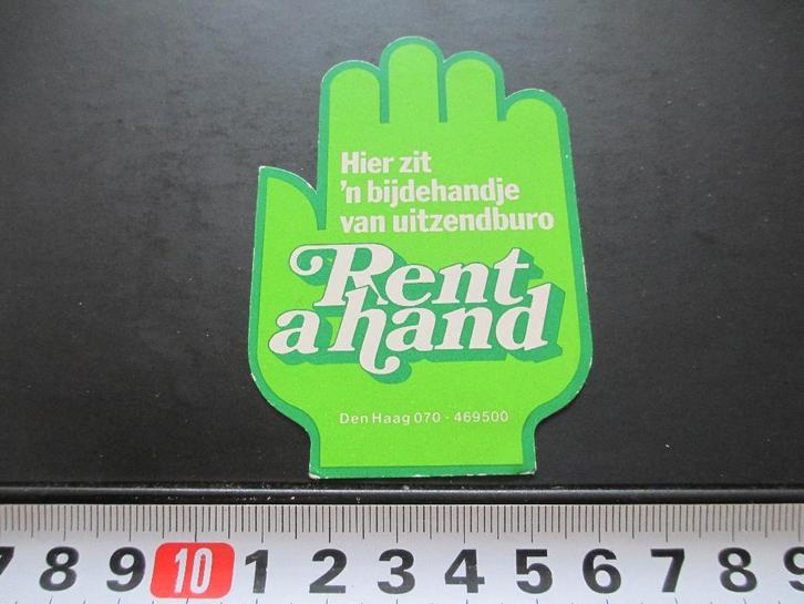 sticker den haag uitzendburo RENT A HAND bijdehandje, Verzamelen, Stickers, Zo goed als nieuw, Ophalen