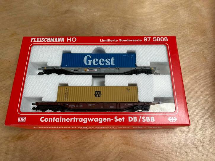 Fleischmann 97-5808 Containerwagenset DB/SBB Geest / MSC, Hobby en Vrije tijd, Modeltreinen | H0, Nieuw, Wagon, Gelijkstroom, Fleischmann