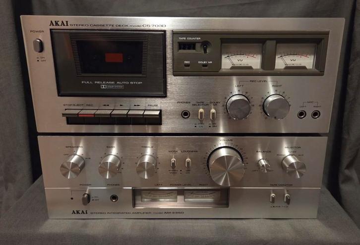 Akai stereo system: CS 703D deck / AM 2350 amplifier / boxen, Audio, Tv en Foto, Stereo-sets, Gebruikt, Cassettedeck, Akai, Losse componenten