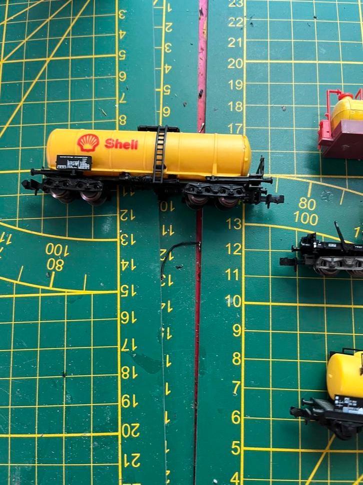 9 delige Shell set. Zie omschrijving, Hobby en Vrije tijd, Modeltreinen | N-Spoor, Zo goed als nieuw, Wagon, Gelijkstroom, Fleischmann
