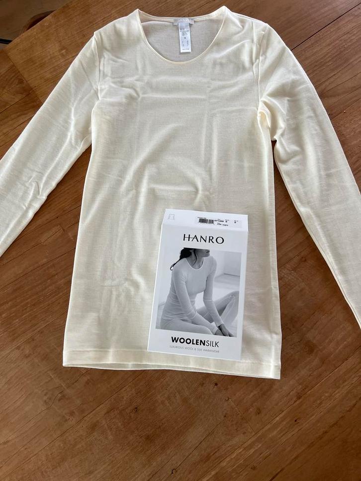 HANRO Woolen Silk Hemdje Lange Mouw - Roomwit, Maat S, Kleding | Dames, Ondergoed en Lingerie, Hemd, Wit, Ophalen of Verzenden