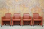 ZGANieuw! 4 rode leren Leolux Quantissimo verrijdb stoelen!, Huis en Inrichting, Stoelen, Leolux, Leolux, Design, Ophalen of Verzenden