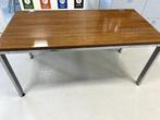 Houten / metalen eettafel, Ophalen, Gebruikt, 50 tot 100 cm, 150 tot 200 cm