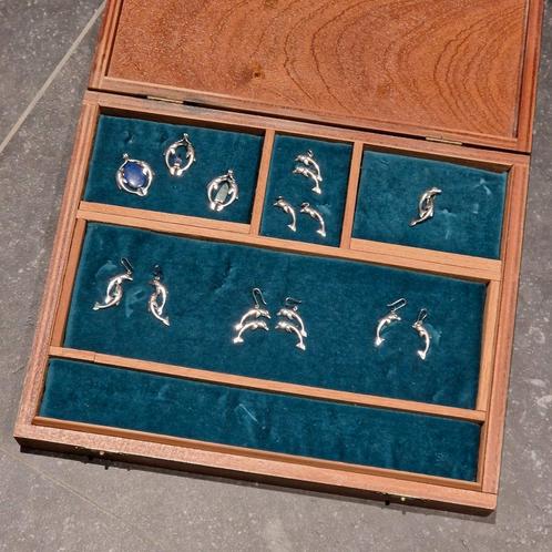 Zilveren Dolfijn Sieraden Set uit India (35 jaar oud), Sieraden, Tassen en Uiterlijk, Oorbellen, Nieuw, Knopjes of Stekers, Zilver