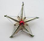 Oude Kerstbal Grote Ster gablonzer met rood Kerstballetje, Diversen, Kerst, Ophalen of Verzenden