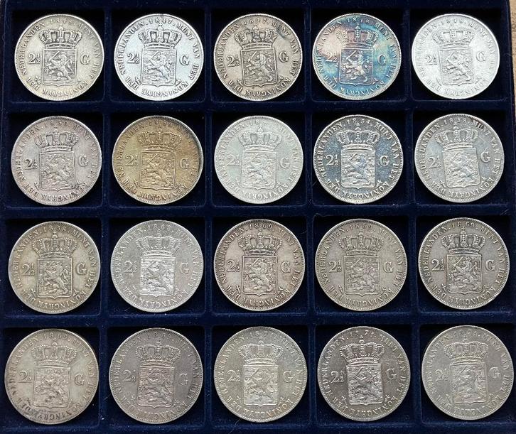 40 rijksdaalders / 2,5 gulden Willem II en Willem III, Postzegels en Munten, Munten | Nederland, Setje, 2½ gulden, Koning Willem III