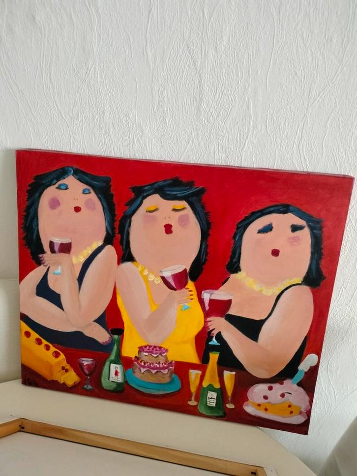 Dikke Damens Schilderij rood, Antiek en Kunst, Kunst | Schilderijen | Klassiek, Ophalen