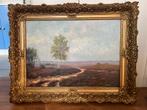 Schilderij met heidelandschap en berkenboom, Antiek en Kunst, Ophalen of Verzenden