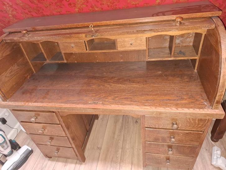 Antiek Rolluik Bureau, Huis en Inrichting, Bureaus, Ophalen of Verzenden