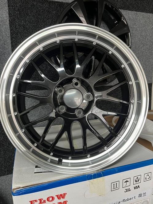 18 inch 5x112 Zwart/gepolijst "BBS Le mans" look  Golf Audi, Auto-onderdelen, Banden en Velgen, Velg(en), Zomerbanden, 18 inch