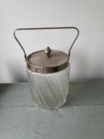 Antieke koekjespot van Fries draadglas. Pot hengsel deksel., Ophalen