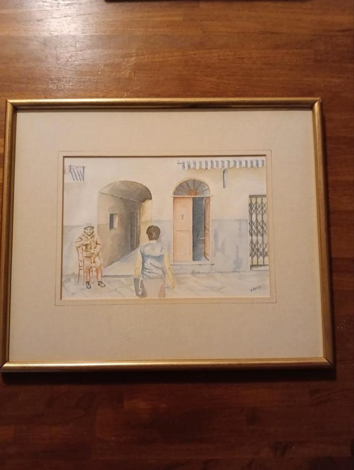 Aquarel van R. Hering, Antiek en Kunst, Kunst | Tekeningen en Foto's, Ophalen of Verzenden