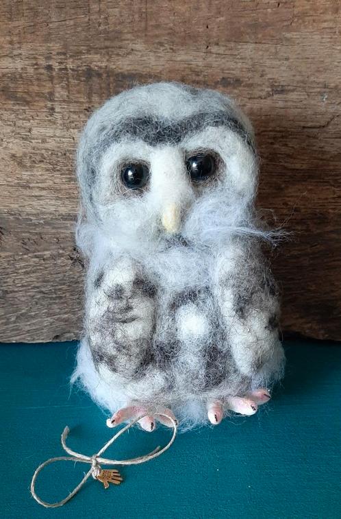 Genaaldvilt Uiltje wol naaldvilten uil handgemaakt, Hobby en Vrije tijd, Vilt, Nieuw, Wolvilt, Ophalen of Verzenden