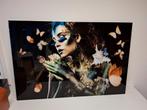 Glas schilderij Vrouw met Vlinders, Antiek en Kunst, Ophalen