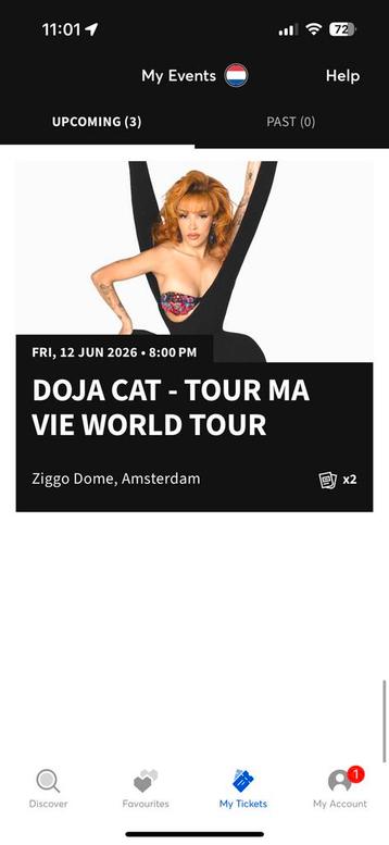 2 doja cat tickets staanplaatsen ziggo dome 12 juni 2026 beschikbaar voor biedingen