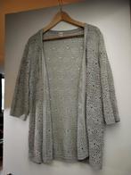 Grijs bloemen vest gehaakt 44, Maat 42/44 (L), Ophalen of Verzenden, Grijs, Onbekend