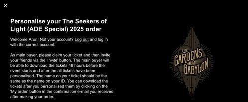 6 tickets voor Gardens of Babylon @ Westerunie ADE 2025, Tickets en Kaartjes, Evenementen en Festivals, Drie personen of meer