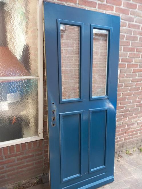 Voordeur met dubbele glas erin, Doe-het-zelf en Verbouw, Deuren en Horren, Gebruikt, Buitendeur, 200 tot 215 cm, 80 tot 100 cm