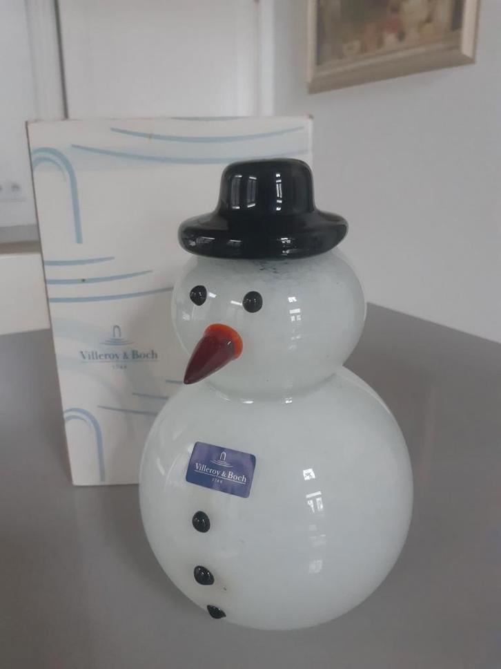 Sneeuwpop van glas Kerst Villeroy en Boch, Diversen, Kerst, Zo goed als nieuw, Ophalen of Verzenden