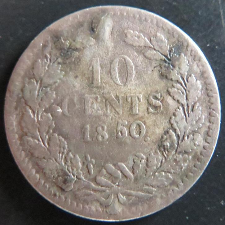 10 Cent 1850, Postzegels en Munten, Munten | Nederland, Losse munt, 10 cent, Koning Willem III, Zilver, Verzenden
