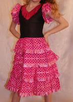 Spaanse flamenco jurk polkadots franjes roesjes meisje 3-15j, Ophalen of Verzenden, Nieuw, Maat 92