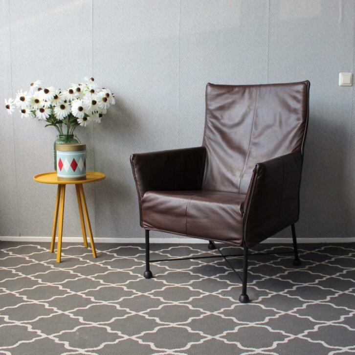 2 Montis Charly fauteuils donkerbruin leder, Huis en Inrichting, Banken | Voetenbanken en Poefen, Zo goed als nieuw, Leer, Ophalen of Verzenden