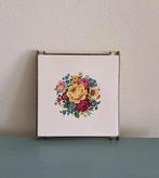 Vintage Mosa tegel/onderzetter jaren 60/70 met bloemmotief, Antiek en Kunst, Ophalen of Verzenden