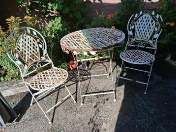 bistro set antiek / vintage 1960/1965 Frankrijk  Smeedijzer beschikbaar voor biedingen