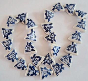 Streng porceleinen Delfts blauwe molen kralen  16 mm beschikbaar voor biedingen