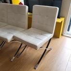 6 Witte eetkamerstoelen, Huis en Inrichting, Stoelen, Ophalen, Gebruikt, Wit, Metaal