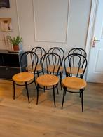 6 zwarte stalen eetkamerstoelen. Horeca / Bistro stijl, Huis en Inrichting, Stoelen, Ophalen, Bistro, Gebruikt, Zwart