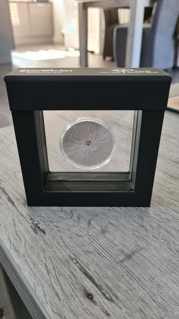 65 Jaar Eurovisie Songfestival Zilveren Penning (1 Ounce), Postzegels en Munten, Edelmetalen en Baren, Zilver, Verzenden