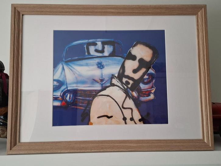 Herman Brood Kunstwerk, Cadillac Walk 1998,mooi passepartout, Antiek en Kunst, Kunst | Litho's en Zeefdrukken, Ophalen