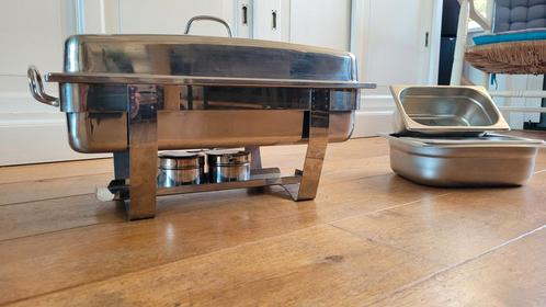 RVS Chafing Dish met Branders en Inzetbakken, Huis en Inrichting, Keuken | Keukenbenodigdheden, Zo goed als nieuw, Ophalen