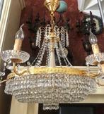 Brocante kristallen kroonluchter klassiek met schaaltjes, Ophalen of Verzenden, Zo goed als nieuw, Overige materialen