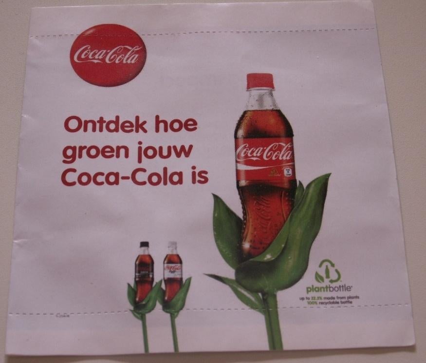 Coca-Cola reclame uit België hoe groen is Coca Cola, Ophalen of Verzenden, Nieuw, Reclamebord