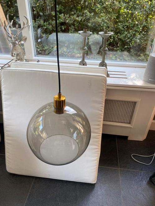 Bollamp rookglas 30 cm doorsnede, Huis en Inrichting, Lampen | Hanglampen, Zo goed als nieuw, 75 cm of meer, Glas, Ophalen of Verzenden