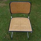 4x Thonet stijl Breuer Cesca buisframe stoel rotan webbing, Gebruikt, Zwart, Ophalen of Verzenden, Vintage Bauhaus design