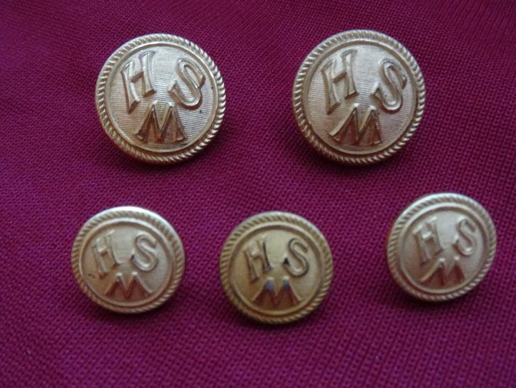 Uniformknopen scheepvaart HSM Hollandsche Stoomboot Mij, Verzamelen, Scheepvaart, Zo goed als nieuw, Overige typen, Motorboot of Zeilboot