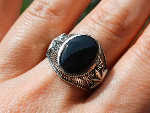 Vanoli 925 Zilveren herenring met onyx - maat 19, Sieraden, Tassen en Uiterlijk, Ringen, Nieuw, Heer, 19 tot 20, Zwart, Zilver