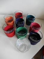 retro rieten mandjes met glas, Ophalen of Verzenden, Huis en Inrichting