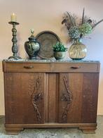 Vintage houten dressoir met marmeren blad, Ophalen