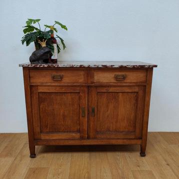 Vintage Frans dressoir commode, ladekast met marmer blad 104 beschikbaar voor biedingen