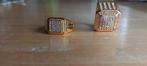 2 PRACHTIGE GROTE ( RINGMAAT 20/ 21 ) DOUBLE ZWARE RINGEN ., Ophalen of Verzenden